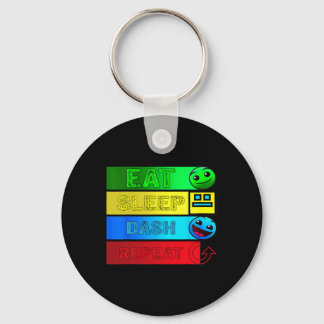 Eat Sleep Dash Repeat Video Game Geometry Video Ga Keychain