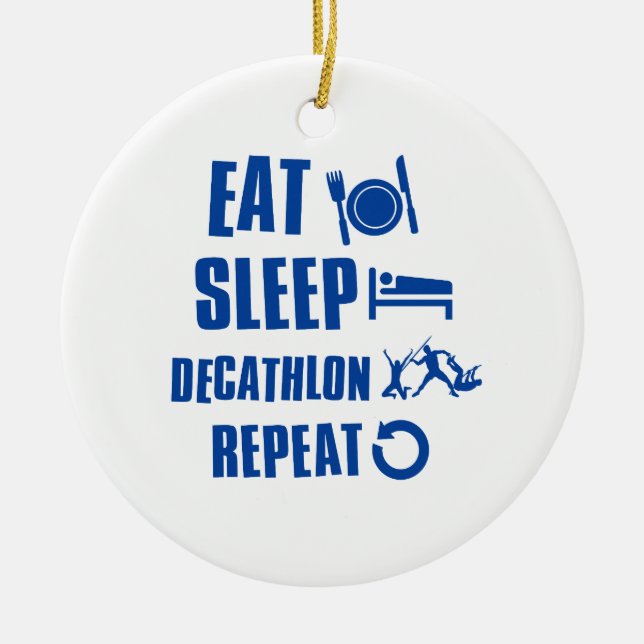 Eat sleep decathalon ceramic ornament (Front)