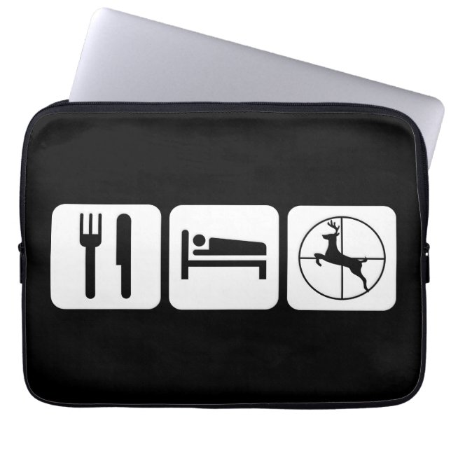 Eat Sleep Deer Hunt Funny Hunting Logo Laptop Sleeve (Front)
