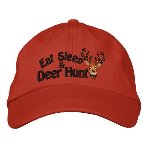 Eat Sleep Deer Hunt White Tail Embroidery Embroidered Baseball Cap