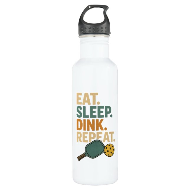 Eat. Sleep. Dink. Repeat.  Stainless Steel Water Bottle (Front)