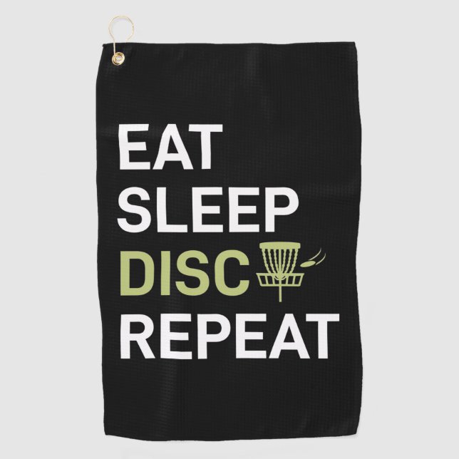 Eat Sleep Disc Golf Repeat Golf Towel (Front)