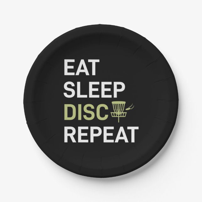 Eat Sleep Disc Golf Repeat Paper Plates (Front)