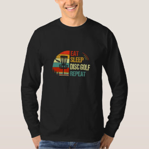 Eat Sleep Disc Golf Repeat Sunset Vintage Frisbee T-Shirt