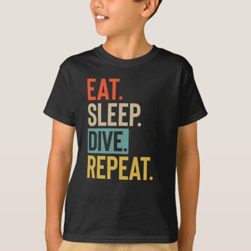 Eat Sleep dive Repeat retro vintage colors T_Shirt