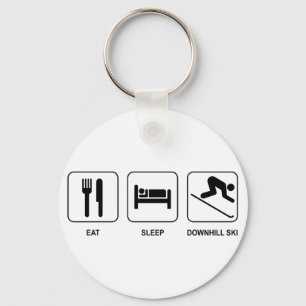 Eat Sleep Downhill Ski Keychain