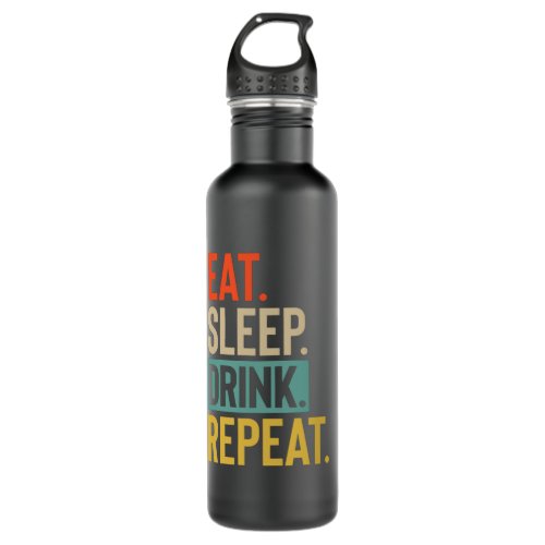 Eat Sleep drink Repeat retro vintage colors Stainless Steel Water Bottle