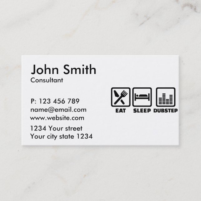 Eat sleep dubstep business card (Front)