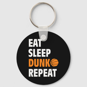 Eat Sleep Dunk Repeat Fun Basketball Bball Keychain