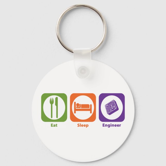 Eat Sleep Engineer Keychain (Front)