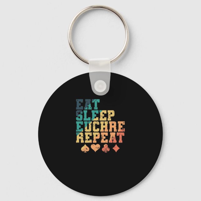 Eat Sleep Euchre Repeat Kartenspiel Karten Keychain (Front)
