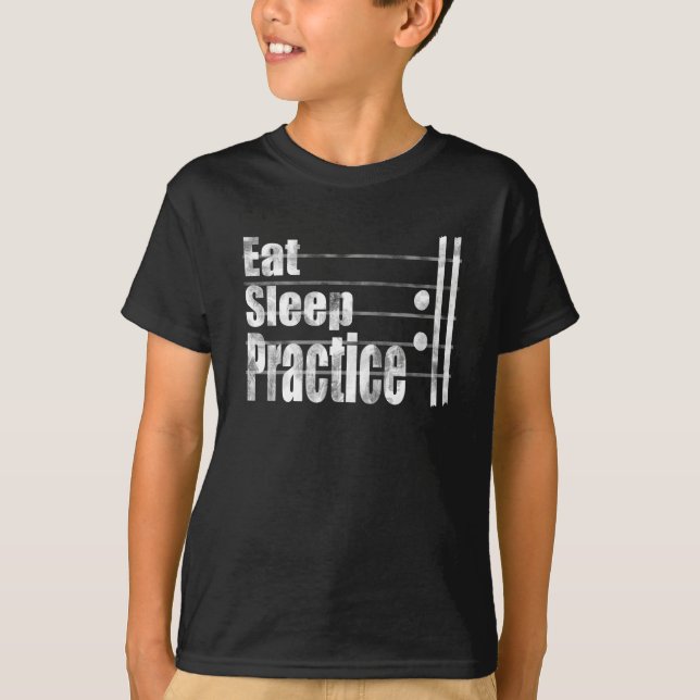 Eat sleep exercises repeat funny music gift T-Shirt (Front)