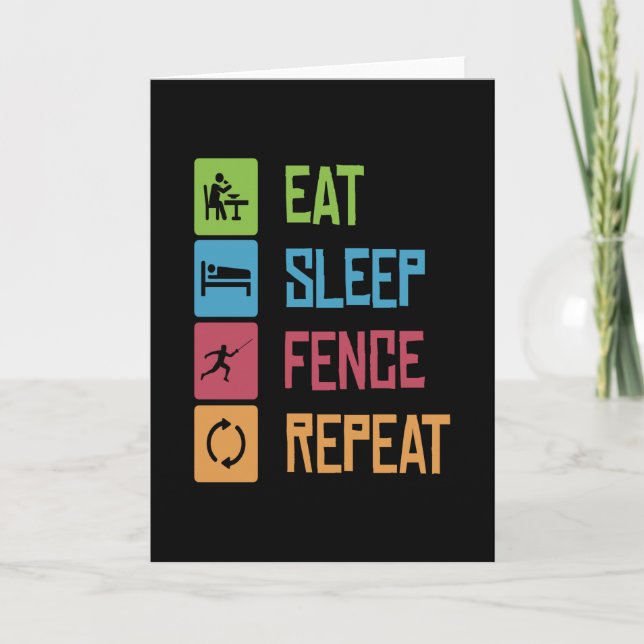Eat Sleep Fence Fencing Fencer Epee Card (Front)