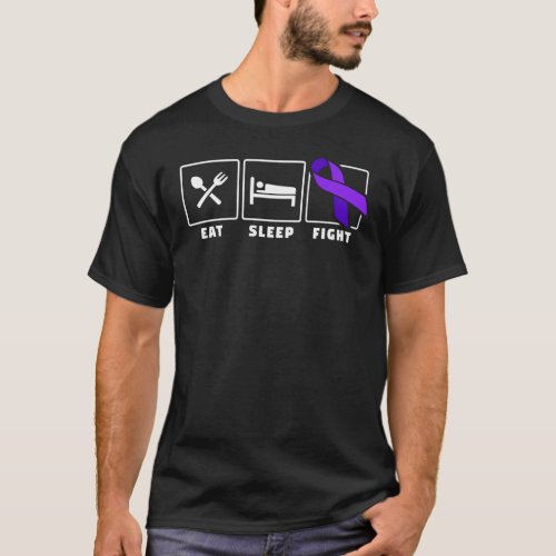 Eat sleep fight purple ribbon pancreatic cancer T_Shirt