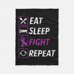 Eat Sleep Fight Repeat Purple Ribbon Epilepsy Awar Fleece Blanket
