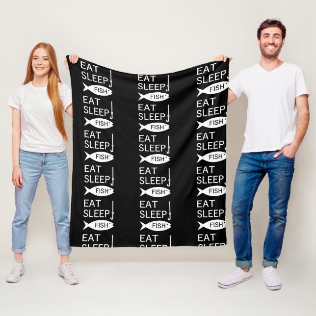 Eat Sleep Fish Fleece Blanket (In Situ)