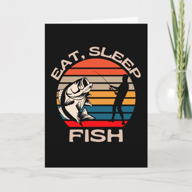 Eat Sleep Fish  Funny Fishing Card (Front)