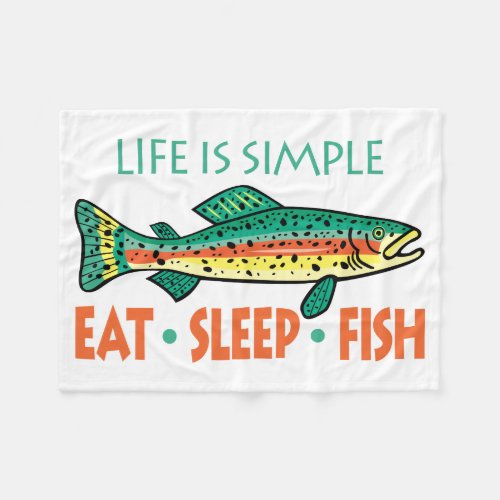 Eat Sleep Fish _ Funny Fishing Fleece Blanket