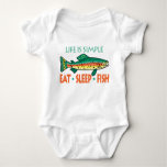 Eat Sleep Fish - Funny Fishing Saying Baby Bodysuit at Zazzle