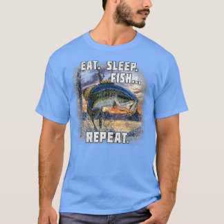 Eat Sleep Fish Repeat Bass Fishing Funny Gifts T-Shirt