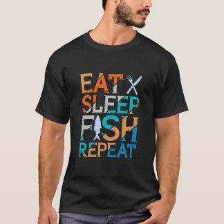 Eat, Sleep, Fish, Repeat Bass Fishing T-Shirt Funn