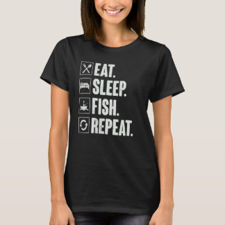 Eat Sleep Fish Repeat Fishing Fisherman Vintag T-Shirt