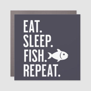 Eat. Sleep. Fish. Repeat. Funny Fishing Lover Car Magnet