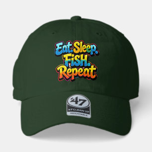 Eat Sleep Fish Repeat Rainbow 47 Brand Hat