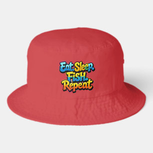 Eat Sleep Fish Repeat Rainbow Bucket Hat
