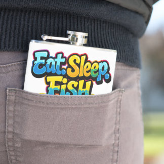 Eat Sleep Fish Repeat Rainbow Flask