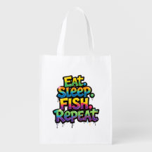 Eat Sleep Fish Repeat Rainbow Graffiti