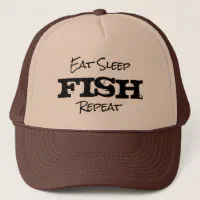 EAT SLEEP FISH REPEAT retirement gift trucker hat