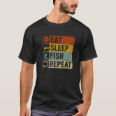 Eat Sleep Fish Repeat Fishing T Shirt Unisex Heavy Cotton