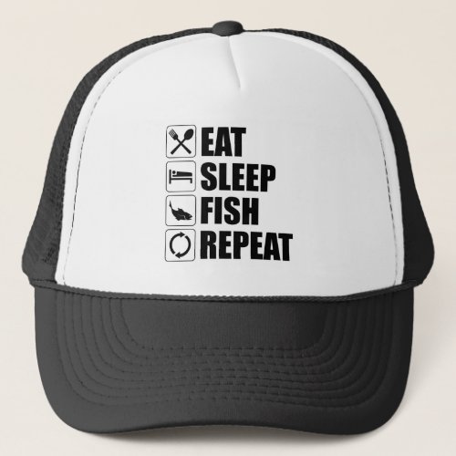 Eat Sleep Fish Repeat Trucker Hat