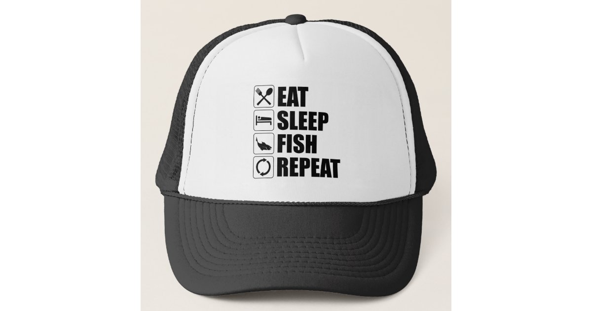 Eat Sleep Fish Repeat Fishing Bucket Hat Men Gifts Funny Cap Dad Grandad
