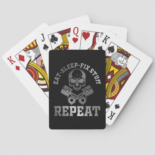 Eat Sleep Fix Stuff Repeat Funny Repairman  Poker Cards (Back)