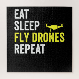 Eat Sleep Fly Drones Repeat Drone Pilot Quadcopter Jigsaw Puzzle