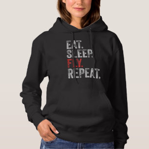 Eat Sleep Fly Repeat Aviation Pilot Funny Vintage Hoodie