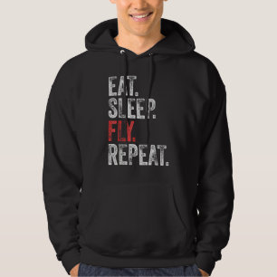 Eat Sleep Fly Repeat Aviation Pilot Funny Vintage Hoodie