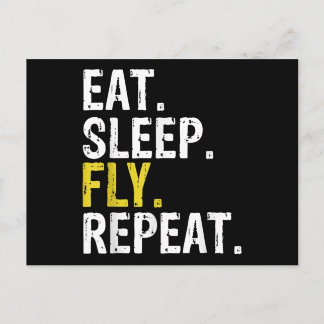 Eat Sleep Fly Repeat Aviation Pilot Postcard (Front)