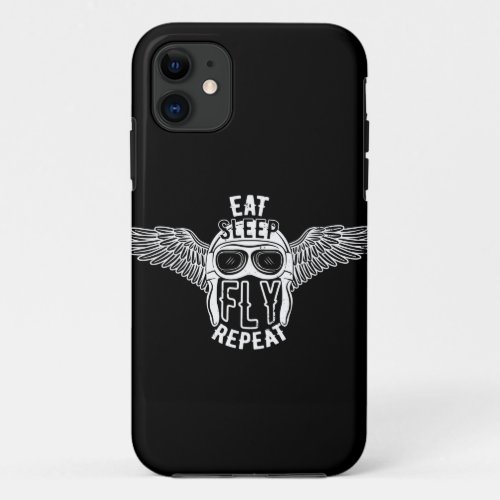 Eat Sleep Fly Repeat Funny Gift for Veterans iPhone 11 Case