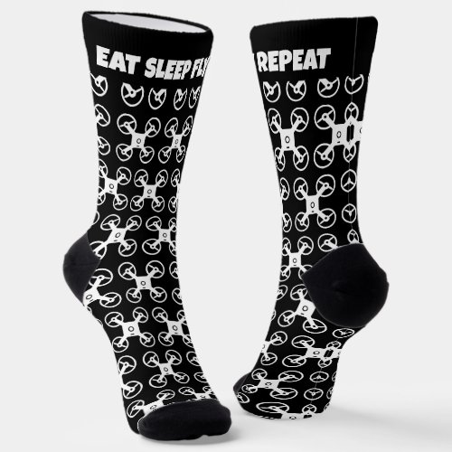 Eat Sleep Fly Repeat funny socks for drone pilot