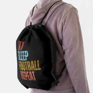 EAT SLEEP FOOTBALL REPEAT DRAWSTRING BAG