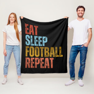 EAT SLEEP FOOTBALL REPEAT FLEECE BLANKET