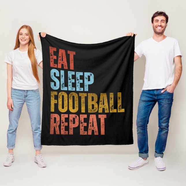 EAT SLEEP FOOTBALL REPEAT FLEECE BLANKET (In Situ)