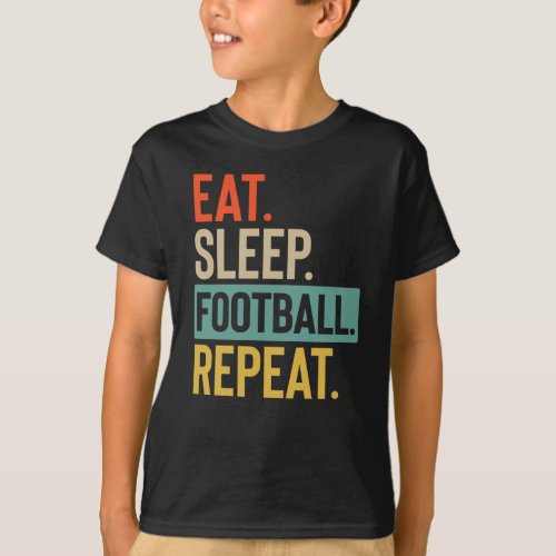 Eat Sleep football Repeat retro vintage colors T_Shirt