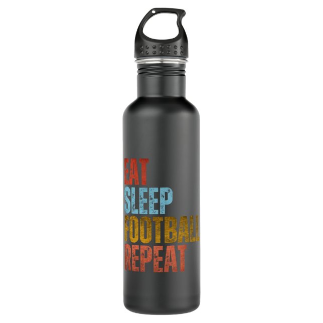 EAT SLEEP FOOTBALL REPEAT STAINLESS STEEL WATER BOTTLE (Front)