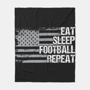 Eat Sleep Football Repeat US Flag Men Women Girls  Fleece Blanket