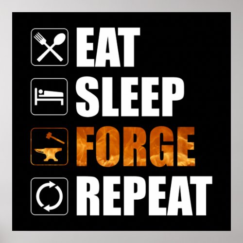 Eat Sleep Forge Repeat Blacksmith Poster