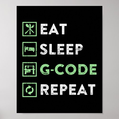 Eat Sleep G_code Repeat CNC Machinist Programmer Poster